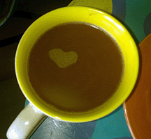 Warm and Satisfying heart in a coffee mug by Iron Chef Balara